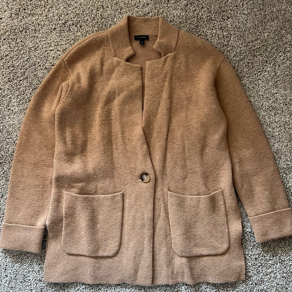 Talbots Tan Knit Blazer size small
